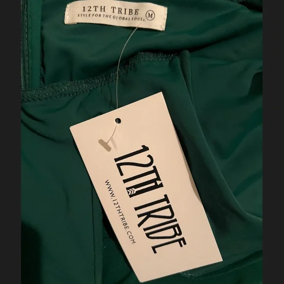 NWT 12th Tribe Emerald Green Mesh Mini Dress - Picture 6 of 7